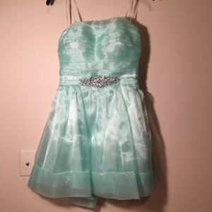 Strapless Mint Green Homecoming Dress